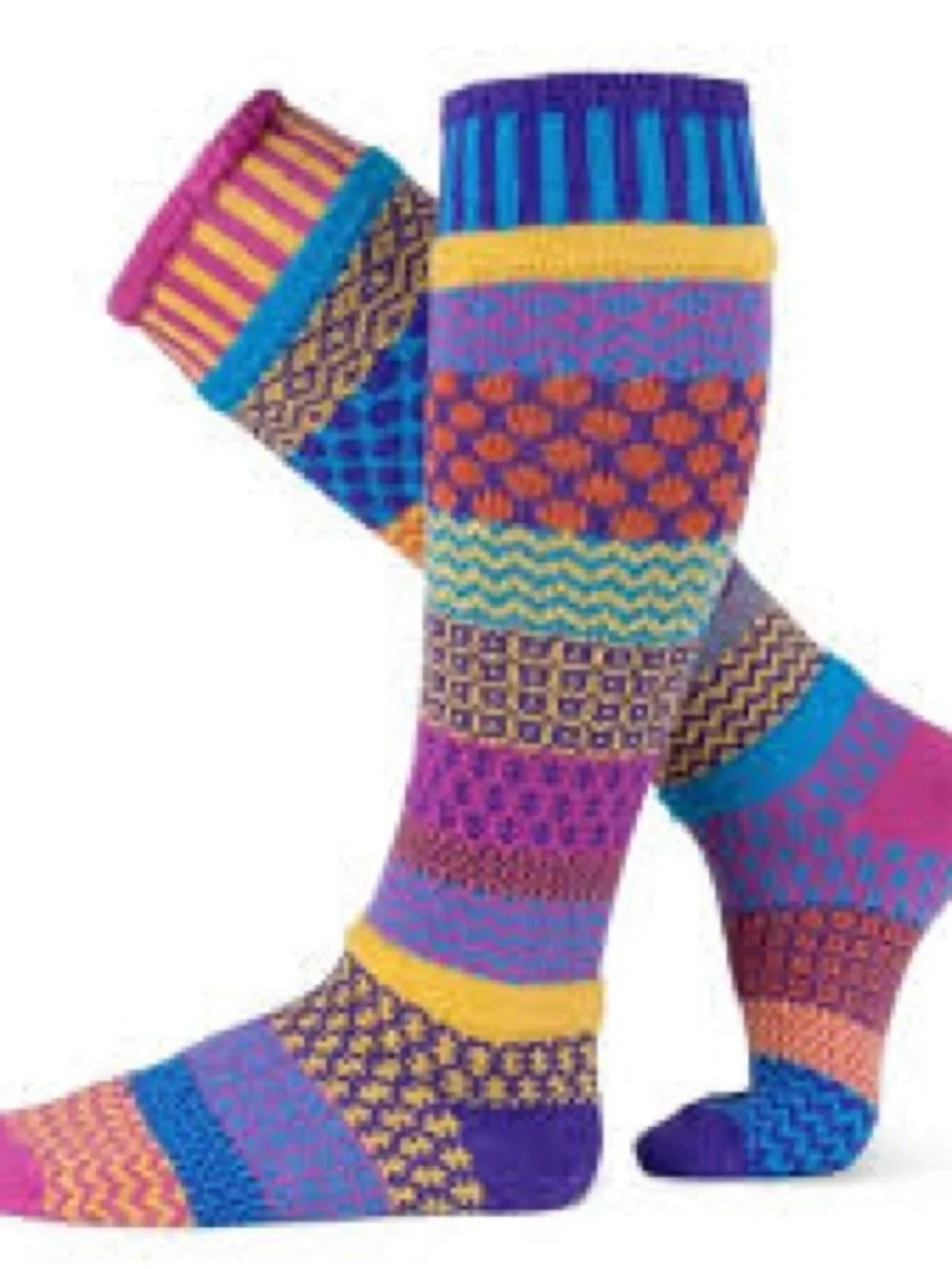 Solmate socks sz 8-10 Carnation multi colored knee socks
